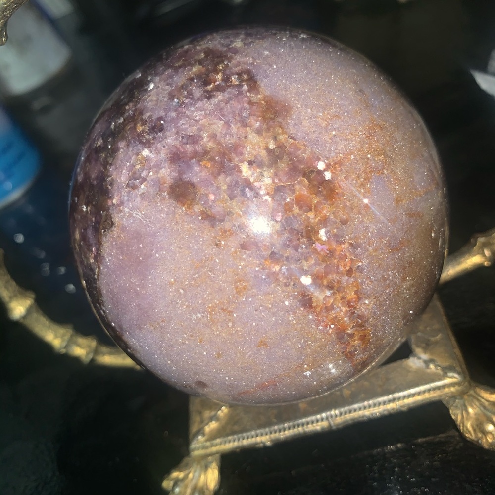 Sphere  Lepidolite crystal sparkling
